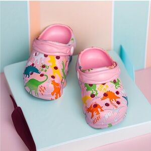 Toddler Dinosaur Slip On Clogs Shoes Pink
